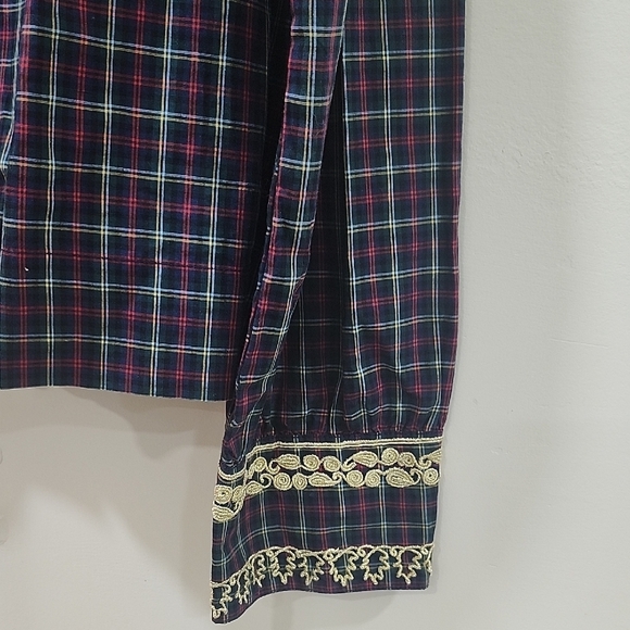 J. Crew Checkered Blouse with Lace Detail - Picture 7 of 14